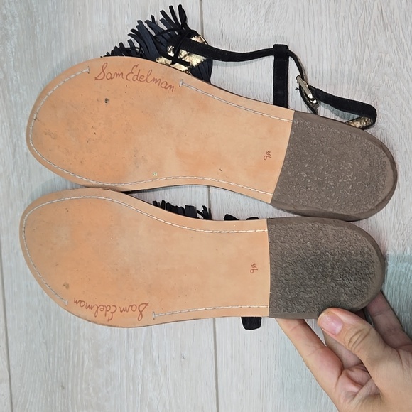 Sam Edelman Women Fringe Gela T Strap Thong Flats Sandals Shoes Sz 9.5 - Picture 11 of 12